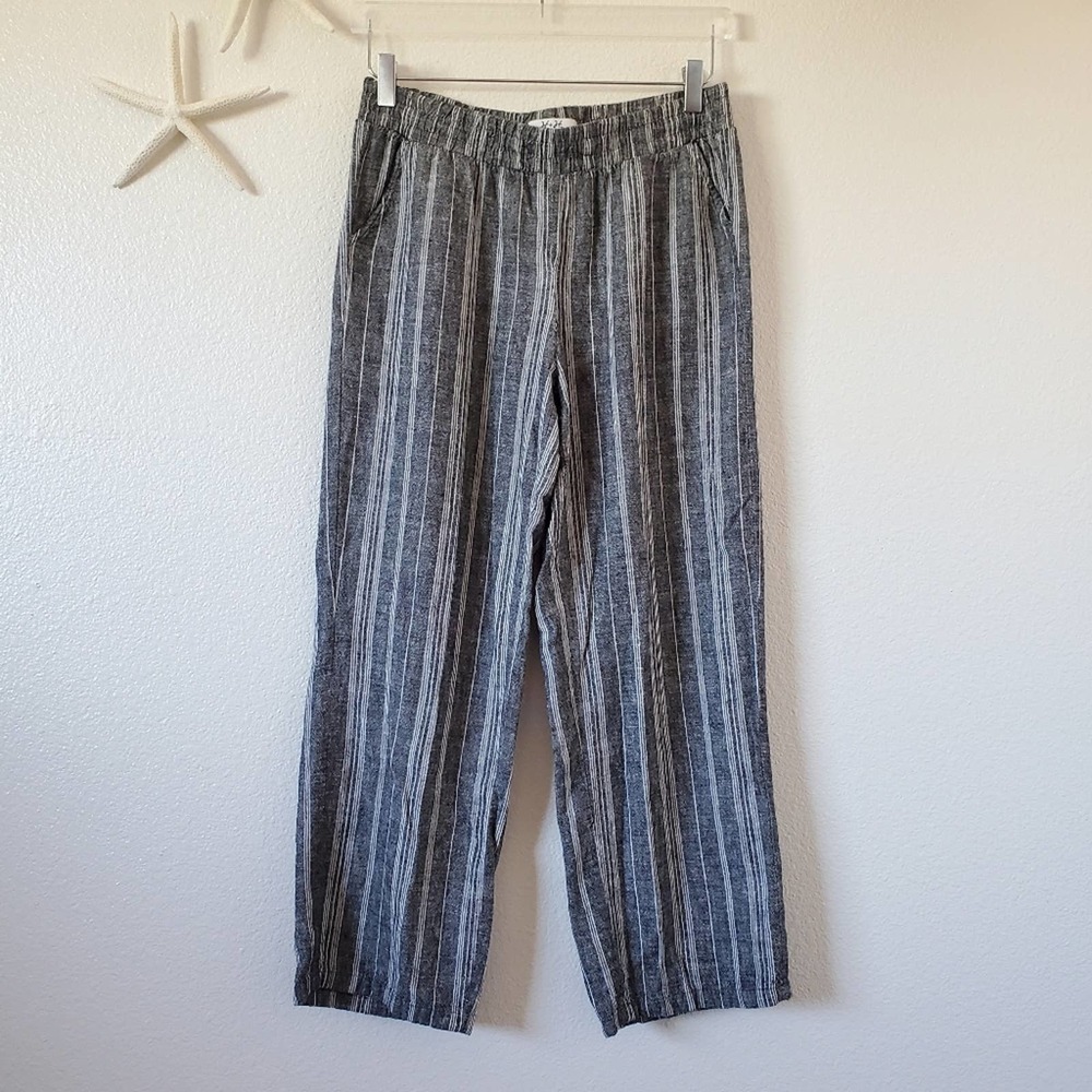 H+H by Harmony & Havoc Casual Everyday Striped Linen Pants Size Small White